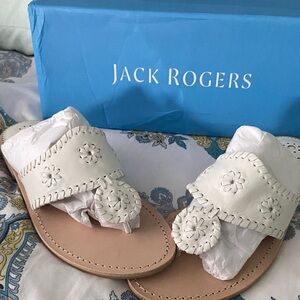 Jack Rogers White Floral Slip-On Sandals